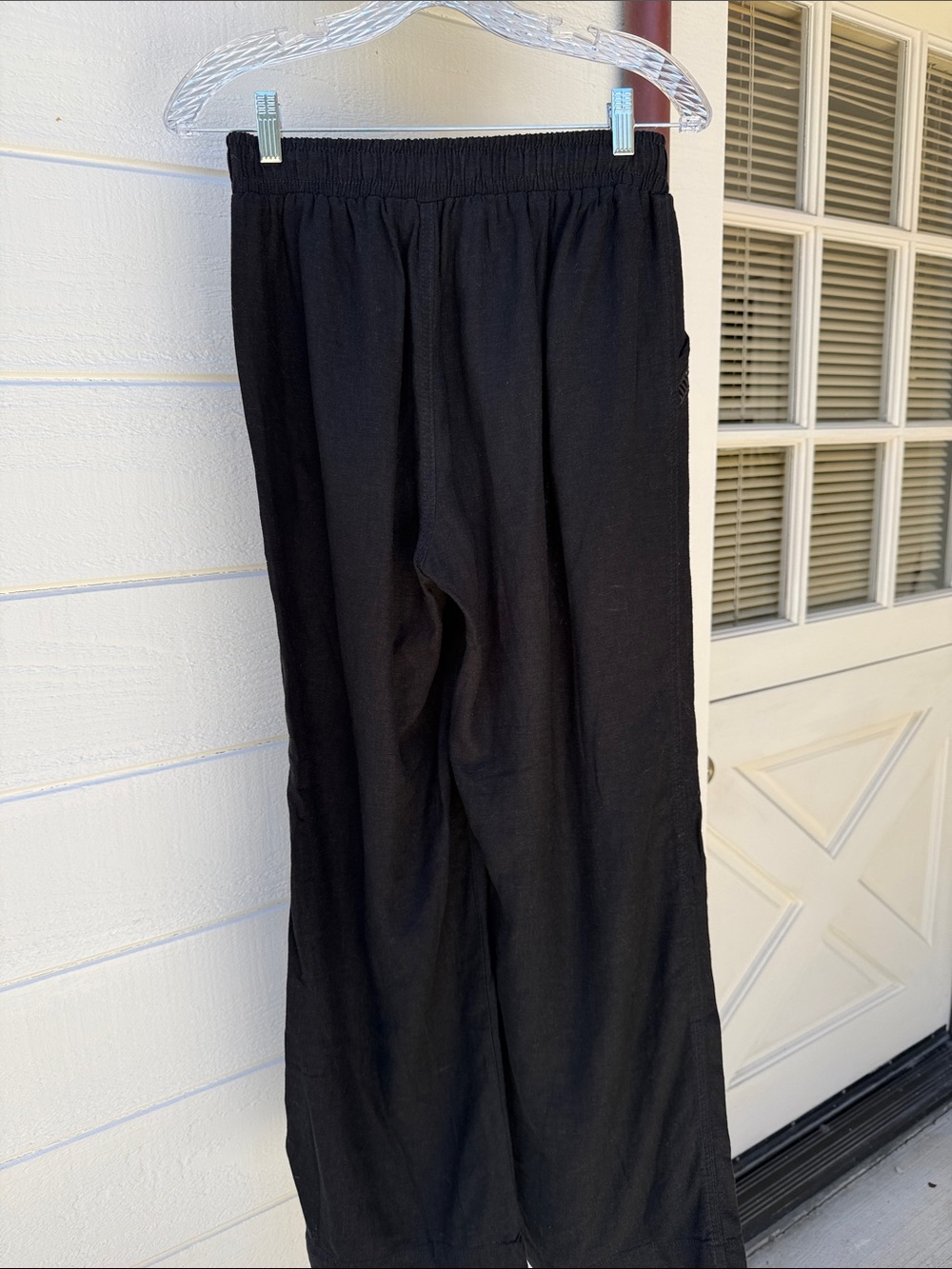 Briggs New York Black Pull-On Wide Leg Lenin Pants. Elastic Waist. Small. - Picture 4 of 8